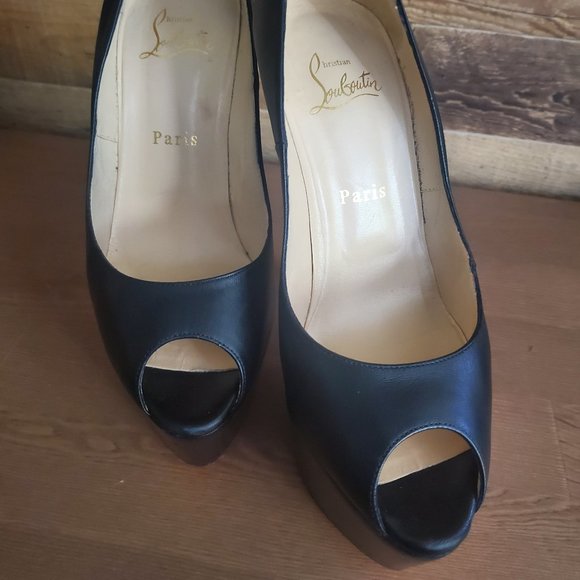 Authentic Christian Louboutin Highness Black Peep Toe Heels EU38 - Picture 3 of 8